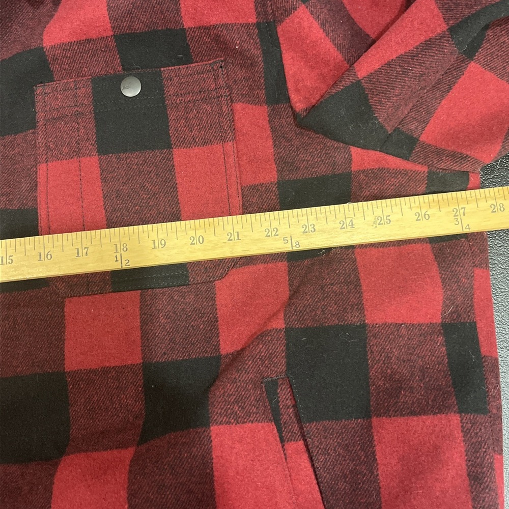 GH Bass Shirt Jacket Mens XXL Red Buffalo Plaid Sherpa Lined Hooded Shacket - Picture 7 of 8